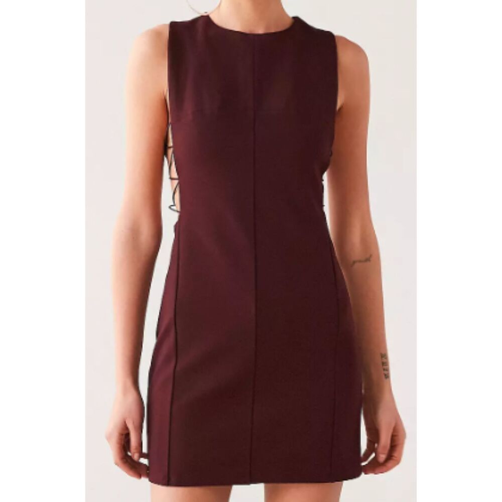 BAR III Purple Dress Mini Sleeveless High Neck Zip Back Closure Women's Size S